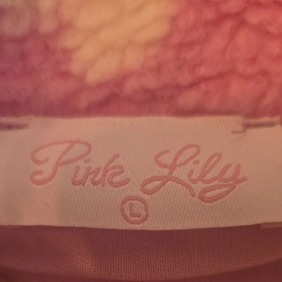 Pink Lily Purple and White Floral Sherpa Half-Zip Sweater - Picture 6 of 6